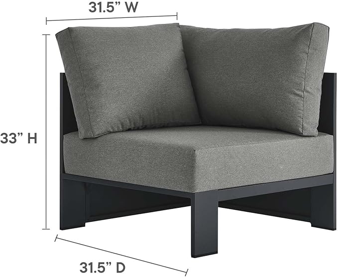 Modway Tahoe Aluminum Outdoor Sectional Corner Chair in Gray Charcoal - Image 2