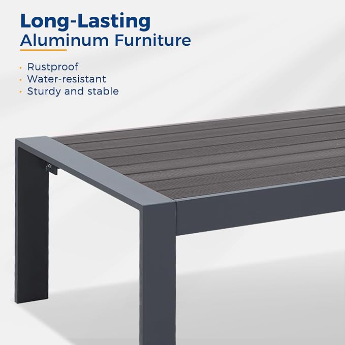 Wisteria Lane Aluminum Outdoor Patio Furniture Coffee Table, All-Weather - Image 4