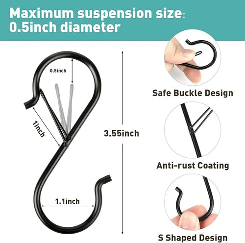 12 Pcs S Hooks for Hanging Heavy Duty, 3.5-inch Heavy Duty Metal S Hook - Image 2