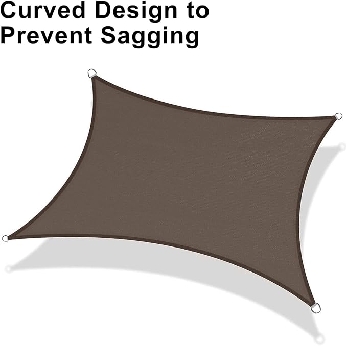 LOVE STORY Custom Size 8'x15' Brown Sun Shade Sail Rectangle UV Block Canopy - Image 6
