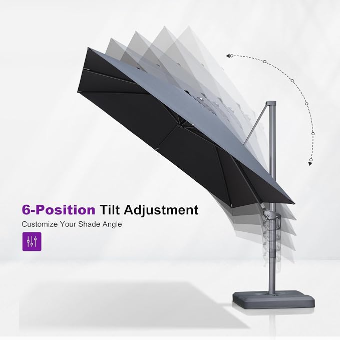 PURPLE LEAF 10' X 13' Rectangle Cantilever Umbrella - Image 6