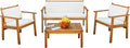 Devoko Patio Furniture 4 Piece Acacia Wood Outdoor Conversation Sofa Set by DEVOKO