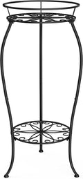 FaithLand Plant Stand, Metal Planter Holder Indoor Outdoor, 2 Tier Round Potted by FaithLand