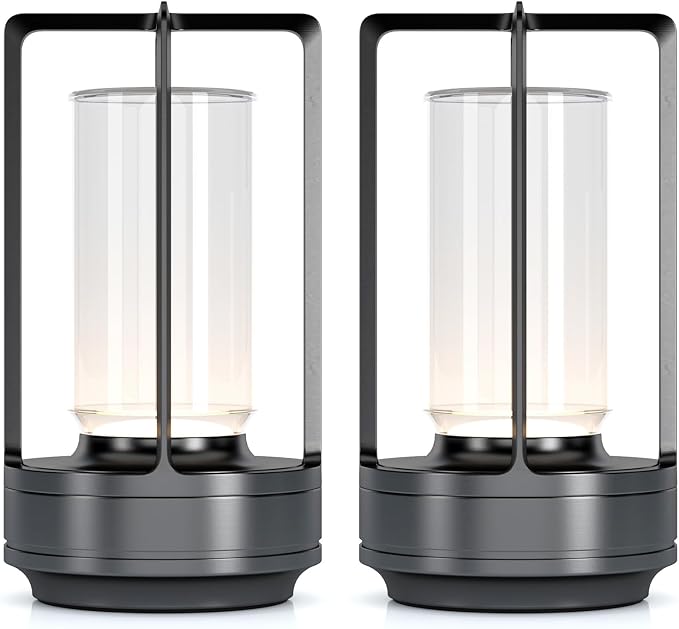 Portable Metal Table Lamp for Indoor/Outdoor, Rechargeable Cordless LED Lamp by HAPYGILightings