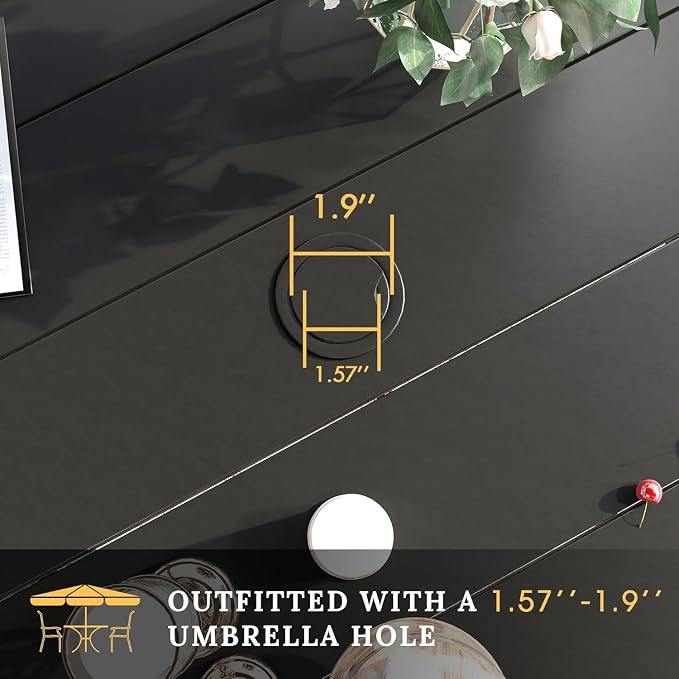 VICLLAX Patio Dining Set for 6, All Weather Metal Outdoor Furniture Set- 47" - Image 3