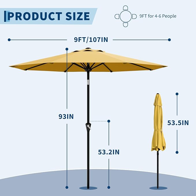Garvee 9FT Patio Umbrella - Image 3