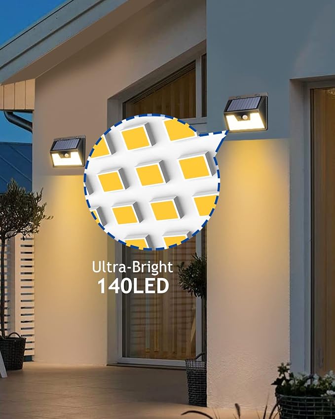 Peasur Solar Lights Outdoor Waterproof, Warm White Motion Sensor Lights Dusk to - Image 5