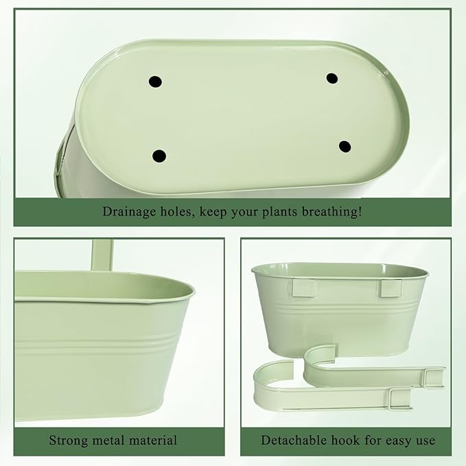 Balcony Hanging Planters Flower Pots, Fence Pot Hanging Plant Holders - Image 2