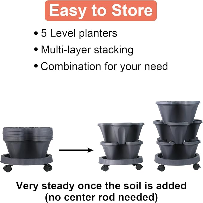 DUNCHATY Stackable Planter, Vertical Garden Planter - Image 6