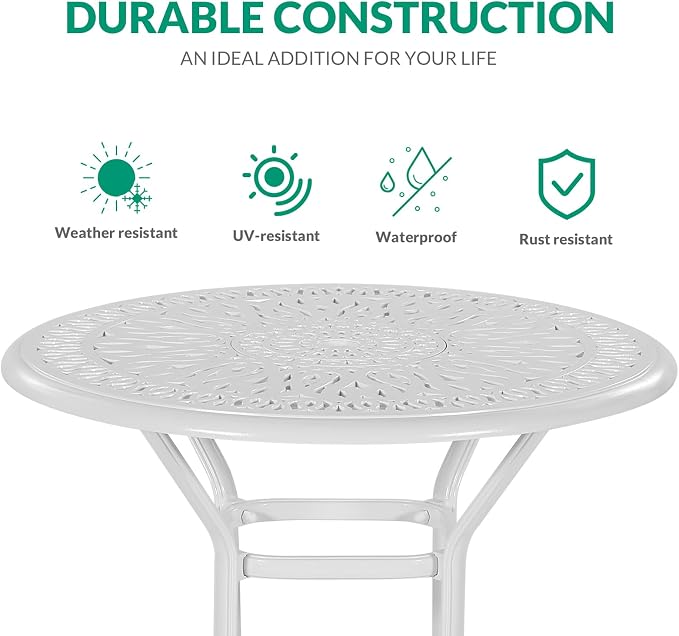 VIVIJASON 3-Piece Patio Swivel Bar Stools Set, All Weather Cast Aluminum - Image 4