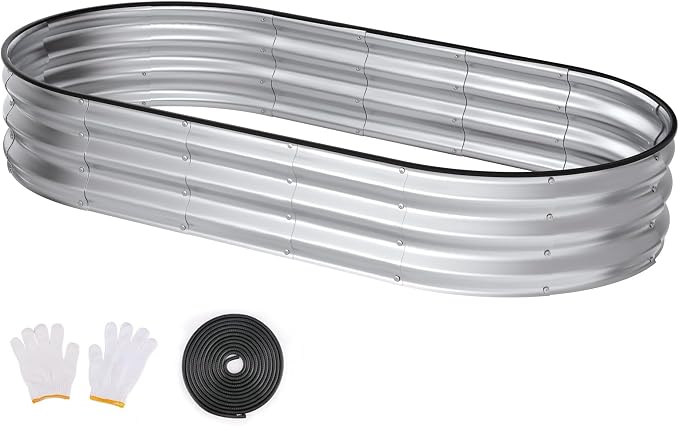 Raised Garden Bed, Oval Metal Planter Box by Patiobay