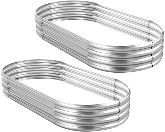 Land Guard 2Pcs Galvanized Raised Garden Bed Kit, 7.5×3×1ft Galvanized Planter by LandGuard