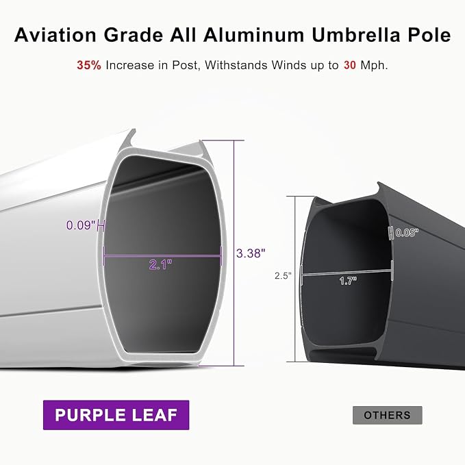 PURPLE LEAF 9' X 11' Patio Umbrella Outdoor Rectangle Umbrella Large Cantilever - Image 6