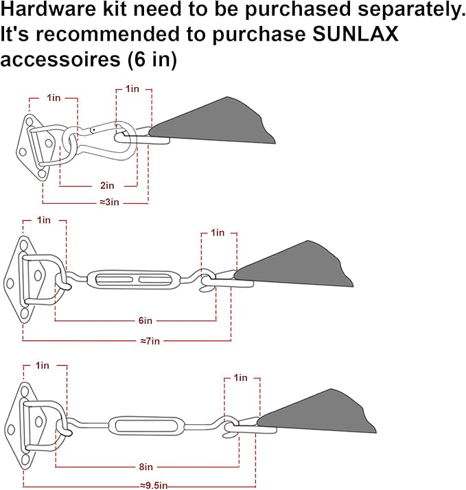 SUNLAX Sun Shade Sail 9' x 18' Turquoise Blue Rectangle Canopy Sail Shade Cover - Image 3
