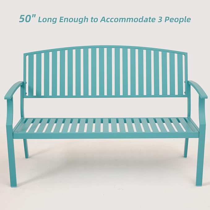 Outdoor Bench Weatherproof Aluminum Patio Garden Bench, Patio Loveseat - Image 6