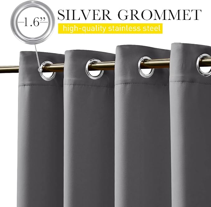 NICETOWN 2 Panels Outdoor Curtains Grommet & Back Tab on Top & Bottom - Image 2
