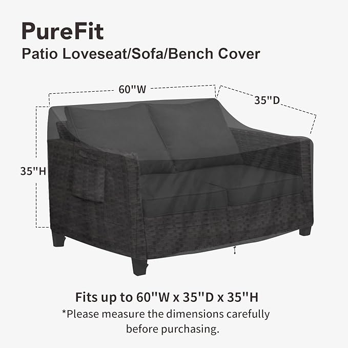 PureFit Outdoor Couch Cover Waterproof Patio Sofa Furniture Covers, 2-Seater - Image 2
