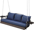 3-Person Wicker Porch Swing Chair Heavy Duty 900 LBS Outdoor Rattan Patio Swing by zzw