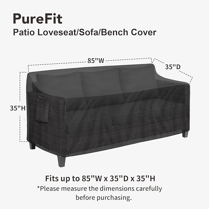PureFit Outdoor Couch Cover Waterproof Patio Sofa Furniture Covers, 3-Seater - Image 2