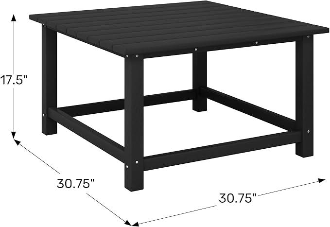 WestinTrends Malibu Low Outdoor HDPE Square Patio Coffee Table, Weathered Wood - Image 2