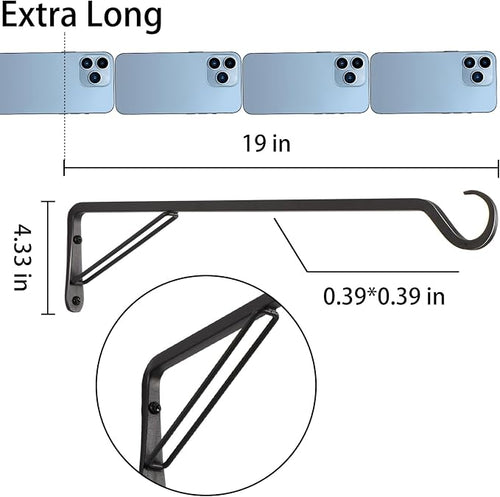 2 Pack Extra Long 19 Inch Heavy-Duty Rust-Resistant Solid Steel Plant Hangers - Image 2