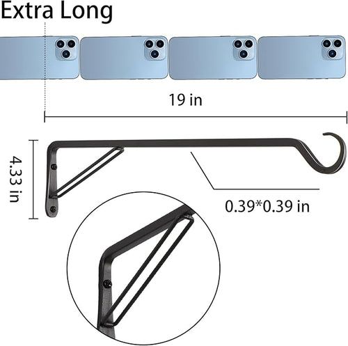 2 Pack Extra Long 18 Inch Heavy-Duty Rust-Resistant Solid Steel Plant Hangers - Image 2