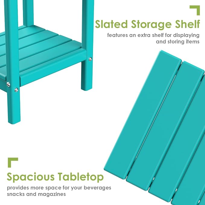 GREENVINES Adirondack-Outdoor-Side-Table | Set of 2 | 14 x 13 Inches | HDPE - Image 7