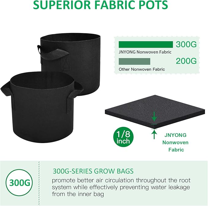 12-Pack 30 Gallon Thickened Non-Woven Grow Bags, Aeration Fabric Pots - Image 4