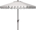 SAFAVIEH 9ft Outdoor Patio Umbrella, Ivory & Navy Trim, Auto Crank Tilt by SAFAVIEH