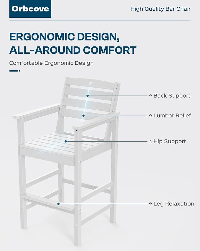 5-Piece Bar Height Patio Table and Chairs Set, HDPE Wood Grain Outdoor Bar - Image 4