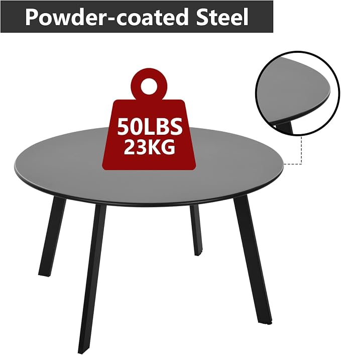 Outdoor Patio Coffee Table Set of 2, Weather Resistant End Table, Round Nesting - Image 6