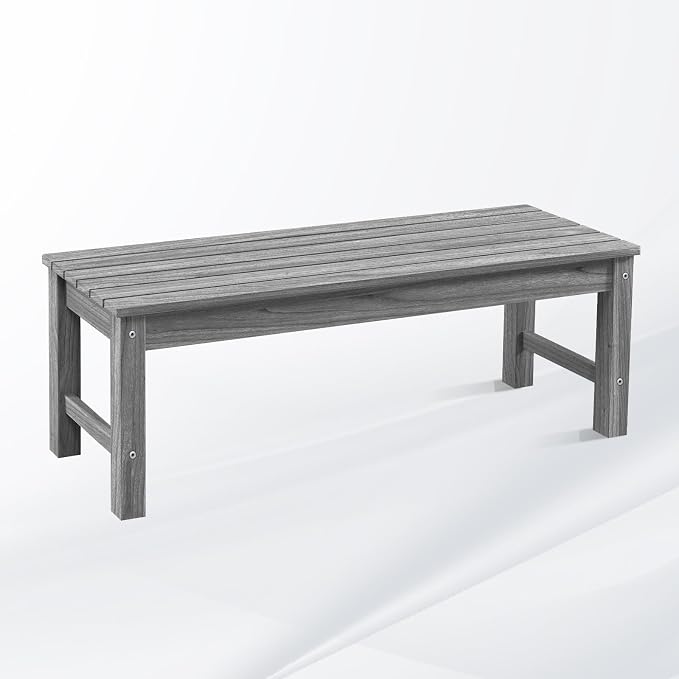 Psilvam 2-Person Outdoor Poly Lumber Patio Backless Bench, Fade-Resistant & by PsilvamGardenFurniture