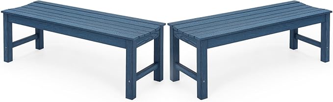 Stoog Outdoor Benches Set of 2, 2-Person Patio Dining Bench, Waterproof HIPS by Stoog