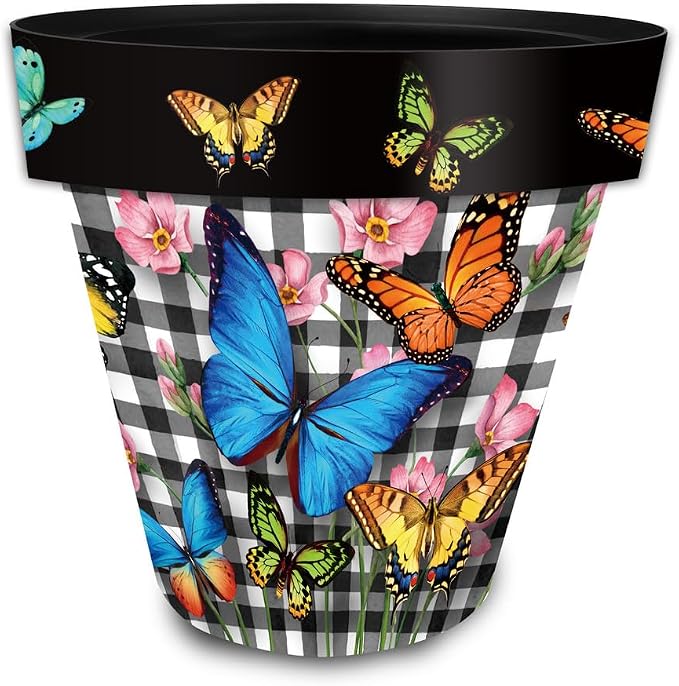 Briarwood Lane Checkered Butterflies Small Planter by BriarwoodLane
