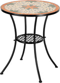 VINGLI Garden Patio Mosaic Table, Outdoor Bistro, 23.6" Round End Table by VINGLI