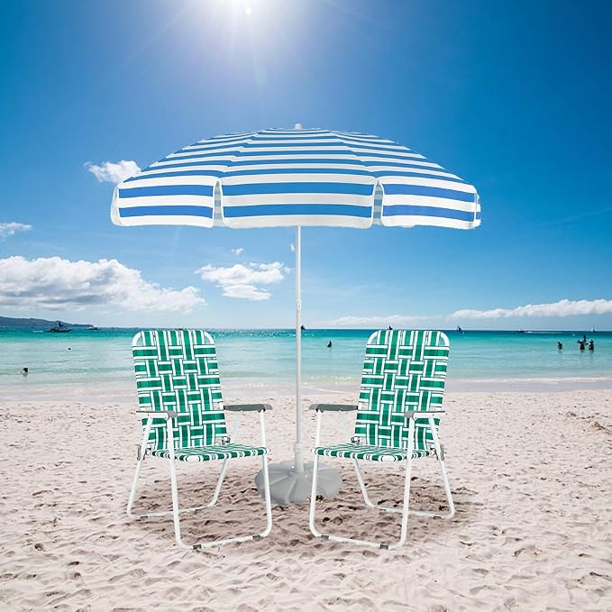 VINGLI Patio Lawn Webbed Folding Chairs Set of 4, Outdoor Beach Chair Portable - Image 2