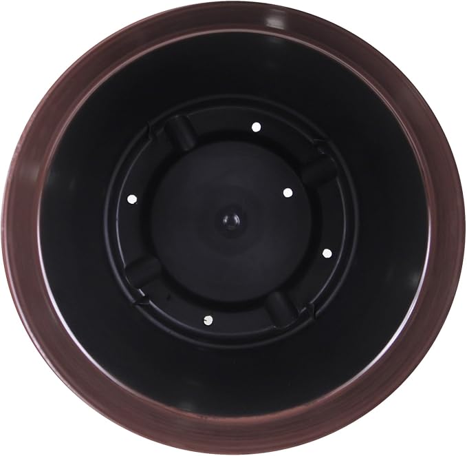 Garden Elements Indoor/Outdoor Glazed Brushed Happy Plastic Planter, Dark Brown - Image 3