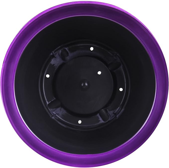 Garden Elements Indoor/Outdoor Glazed Brushed Happy Plastic Planter, Dark Purple - Image 4