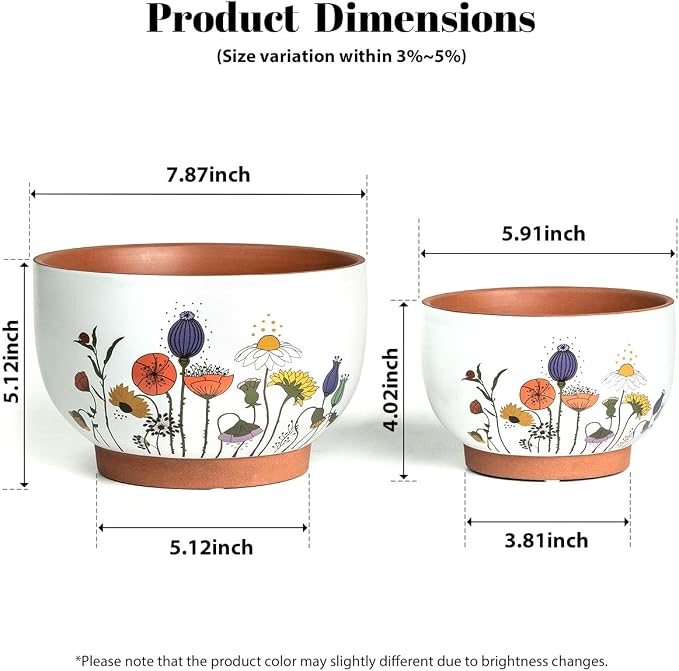YBX 8 Inch & 6 Inch Terracotta Plant Pots, Flower Pots - Image 6