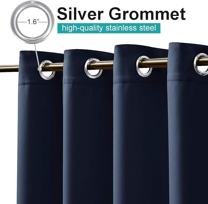 NICETOWN 2 Panels Navy Blue Outdoor Curtains - Image 2