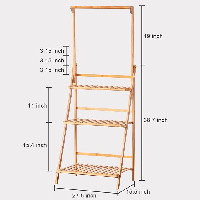 COPREE Bamboo 3-Tier Hanging Plant Stand Planter Shelves Flower Pot Organizer - Image 6