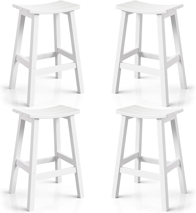 Weatherproof Bar Stools Set of 4, Saddle Seat, Bar Height Stools by LAHAAP