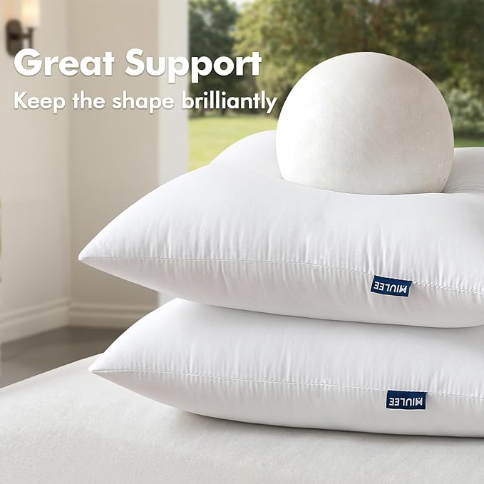 MIULEE Pack of 2 12x18 Outdoor Pillow Inserts, Outdoor Throw Pillows - Image 4