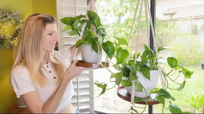 2 Pack Macrame Plant Hanger | Plant Hanger Indoor, Hanging Planter Shelf | - Image 5