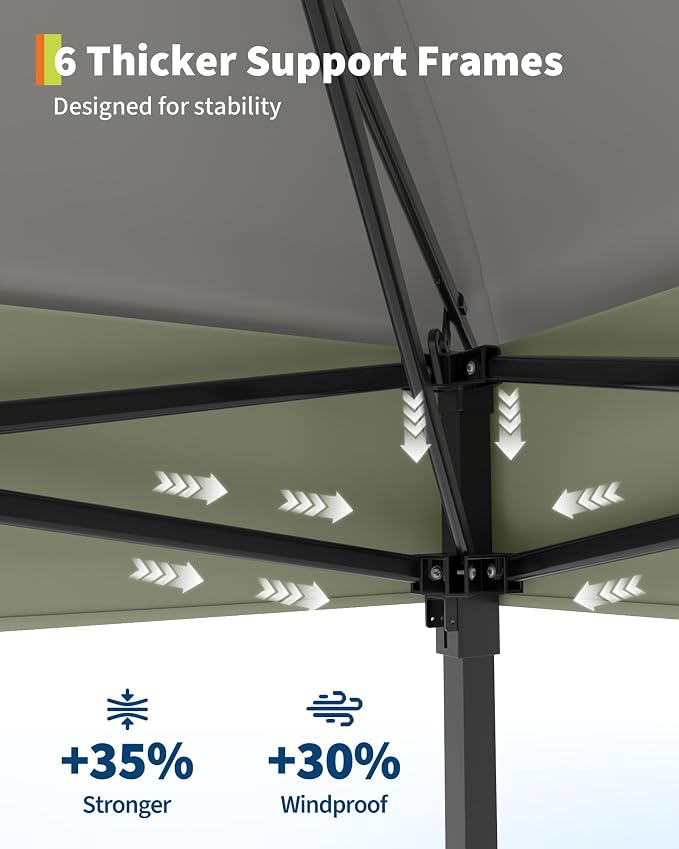 Canopy Tent 13x13 ft, Pop Up Gazebo One-Push Setup - Image 7