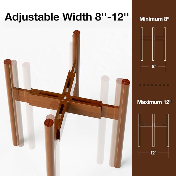 MUDEELA Plant Stand for Indoor Plants: Adjustable Width Fits 8–12 Inch Pots - Image 2