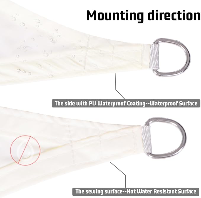 LOVE STORY Right Triangle 12'x15'x19.2' Waterproof Sun Shade Sail Canopy UV - Image 4