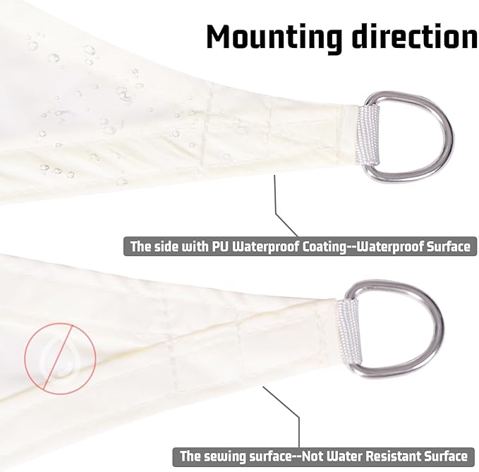 LOVE STORY Right Triangle 6'x10'x11.7' Waterproof Sun Shade Sail Canopy UV Block - Image 4