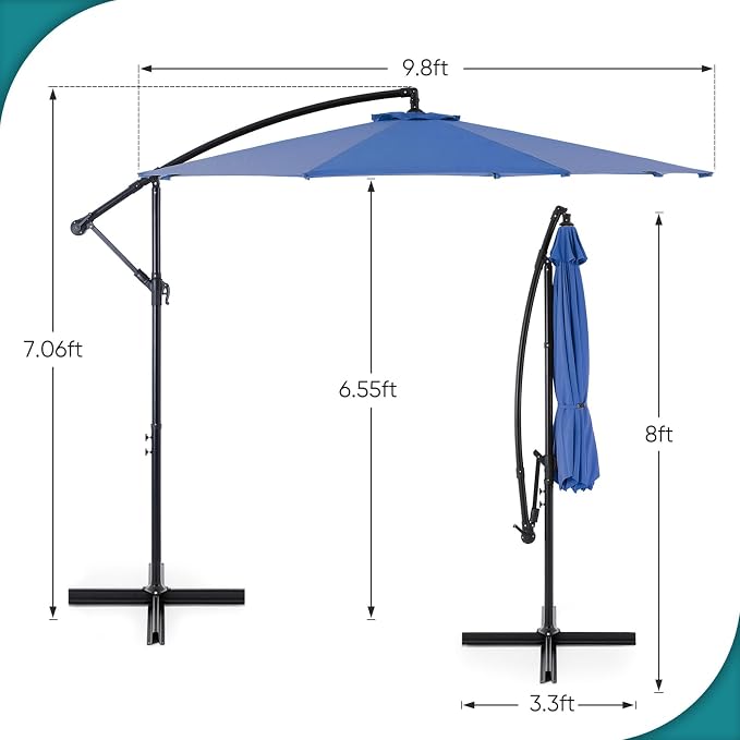 OLIXIS 10FT Offset Patio Umbrella, Cantilever Table Umbrellas - Image 5