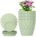4 inch Small Plastic Nursery Pots, 5 Pack Water Ripples Plant Pots by Meowell